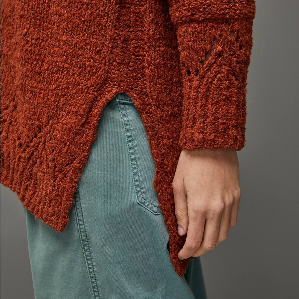 Anthropologie Pilcro Luna Pointelle Tunic Rust Off-Shoulder Sweater-Lg - Picture 3 of 9